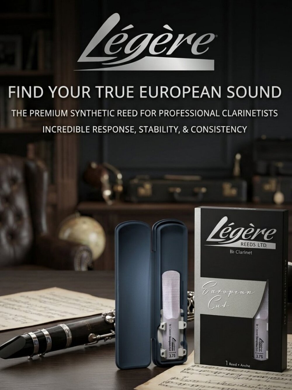 Légère Bb Clarinet Reed - European Cut - in Carry Case